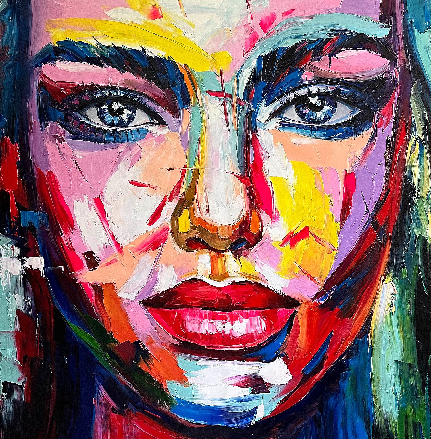 100 Cm X 100 Cm Original XXL Acrylic Painting, Large Canvas