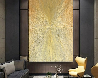 120 cm x 180 cm Original XXL Acrylic Painting Large Picture Canvas Art Oversize Handpaint Structure 3D Gold