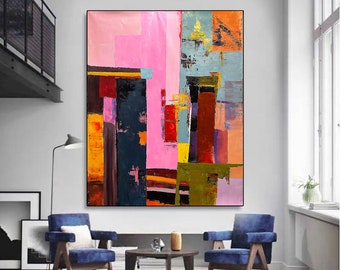 200 cm x 150 cm Original XXL Acrylic Painting, Large Picture, Canvas with Gold Leaf, Integrated Canvas Art, Oversized, Hand-Painted, 162