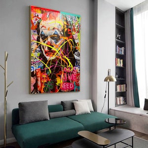 120 cm x 180 cm XXL dipinto grande quadro su tela pop art acrilico mix tecnica mista collage Joker Love immagine 2