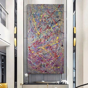 100 cm x 200 cm Originale XXL Pittura Acrilica Grande Immagine Tela Arte Oversize Dipinto a Mano Pittura Acrilica Tela Astratta Stile Jackson Pollock immagine 2