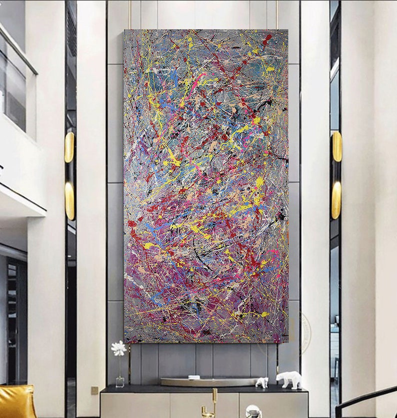 100 cm x 200 cm Originale XXL Pittura Acrilica Grande Immagine Tela Arte Oversize Dipinto a Mano Pittura Acrilica Tela Astratta Stile Jackson Pollock immagine 2