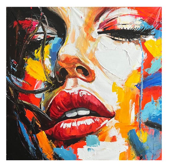 150 cm x 150 cm Cuadro acrílico original XXL Cuadro grande Lienzo