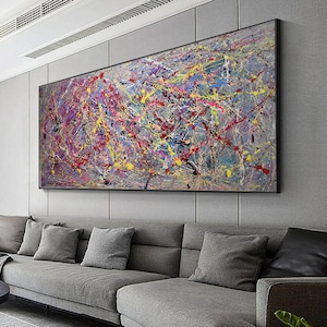 100 cm x 200 cm Originale XXL Pittura Acrilica Grande Immagine Tela Arte Oversize Dipinto a Mano Pittura Acrilica Tela Astratta Stile Jackson Pollock immagine 3