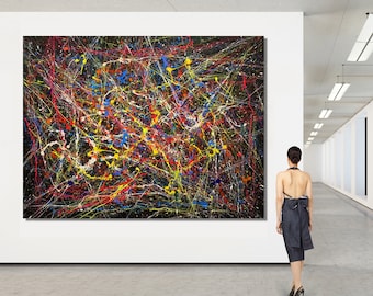 200cm x 150cm Original XXL Acryl Gemälde großes Bild Acrylbild Pollock Stil Style Actionpaint