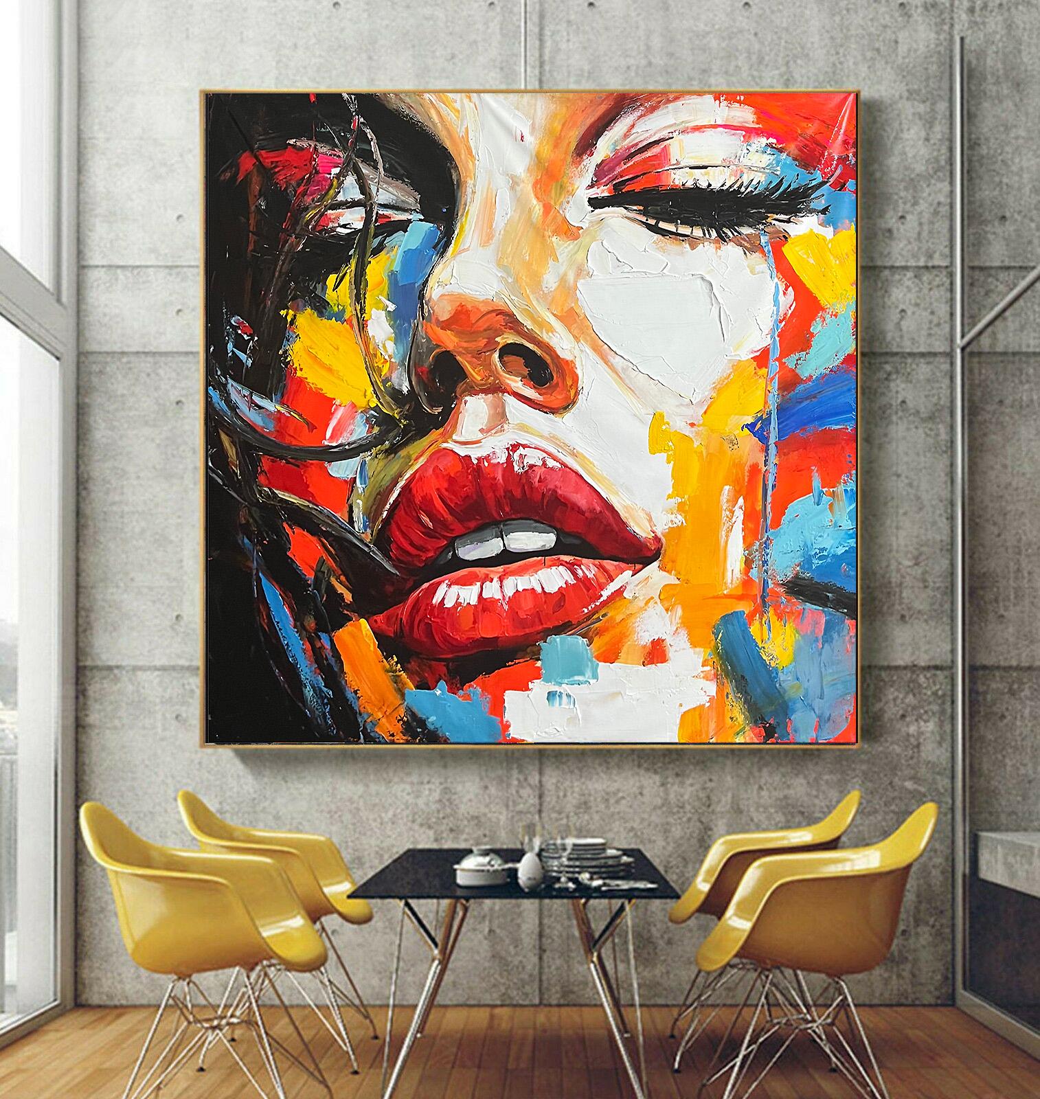 150 cm x 150 cm Cuadro acrílico original XXL Cuadro grande Lienzo