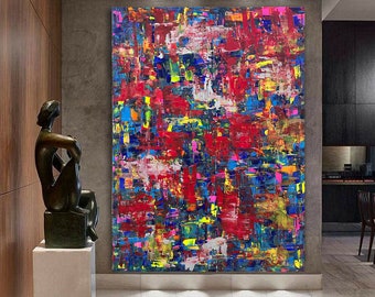 120 cm x 180 cm Original XXL peinture acrylique grande image art coloré peint à la main peinture abstraite toile recouverte ! B177