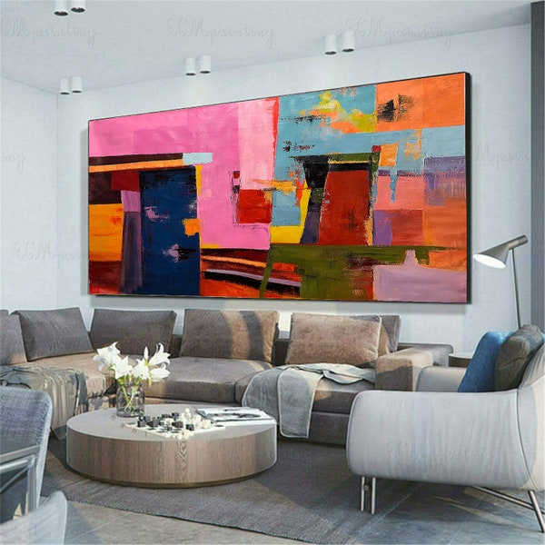 120 cm x 240 cm Original XXL Peinture acrylique Grande image Toile Art Oversize Peinture à la main Peinture acrylique Toile Abstraite 61