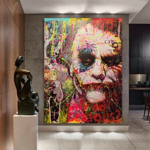 120 cm x 180 cm XXL dipinto grande quadro su tela pop art acrilico mix tecnica mista collage Joker Serious immagine 1