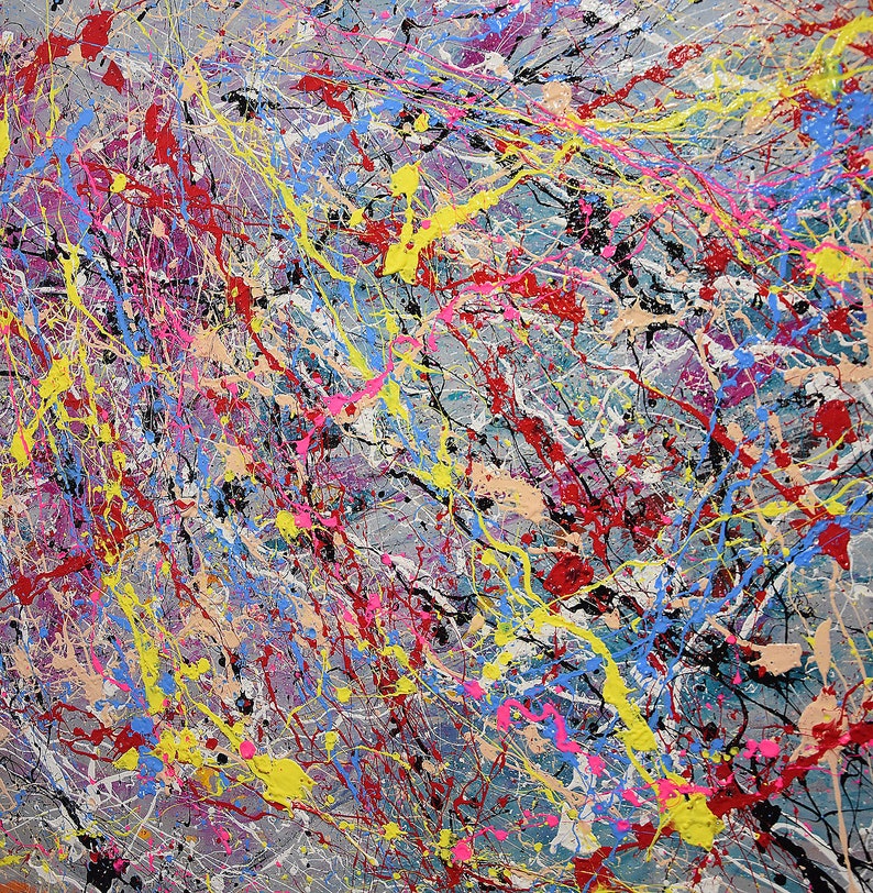 100 cm x 200 cm Originale XXL Pittura Acrilica Grande Immagine Tela Arte Oversize Dipinto a Mano Pittura Acrilica Tela Astratta Stile Jackson Pollock immagine 5