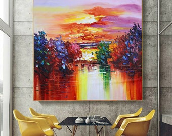 150 cm x 150 cm Original XXL Acrylic Painting Large Picture Art Colorful Hand Painted Abstract 321