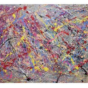 100 cm x 200 cm Originale XXL Pittura Acrilica Grande Immagine Tela Arte Oversize Dipinto a Mano Pittura Acrilica Tela Astratta Stile Jackson Pollock immagine 6