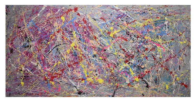 100 cm x 200 cm Originale XXL Pittura Acrilica Grande Immagine Tela Arte Oversize Dipinto a Mano Pittura Acrilica Tela Astratta Stile Jackson Pollock immagine 6