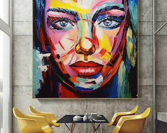 150 cm x 150 cm Original XXL Acrylic Painting Large Picture Canvas Acrylic Painting Hand Painted Pop Art Girl "Muse BIG" 157