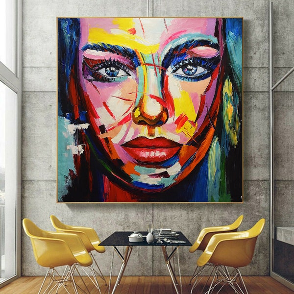 150cm x 150cm Original XXL Acryl Gemälde großes Bild Leinwand Acrylbild Handgemalt  Pop Art Girl " Muse BIG " 157