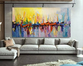 100 cm x 200 cm Originale XXL Pittura acrilica Grande immagine su tela Oversize Dipinto a mano Pittura acrilica su tela Astratta Astratta 293