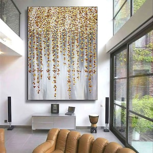 200 cm x 150 cm Original XXL Acrylic Painting large picture canvas gold leaf imt. Canvas Art Oversize Handpainted 11