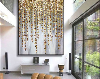 200 cm x 150 cm original XXL acrylic painting large picture canvas gold leaf imt. Canvas Art Oversize Handpainted 11