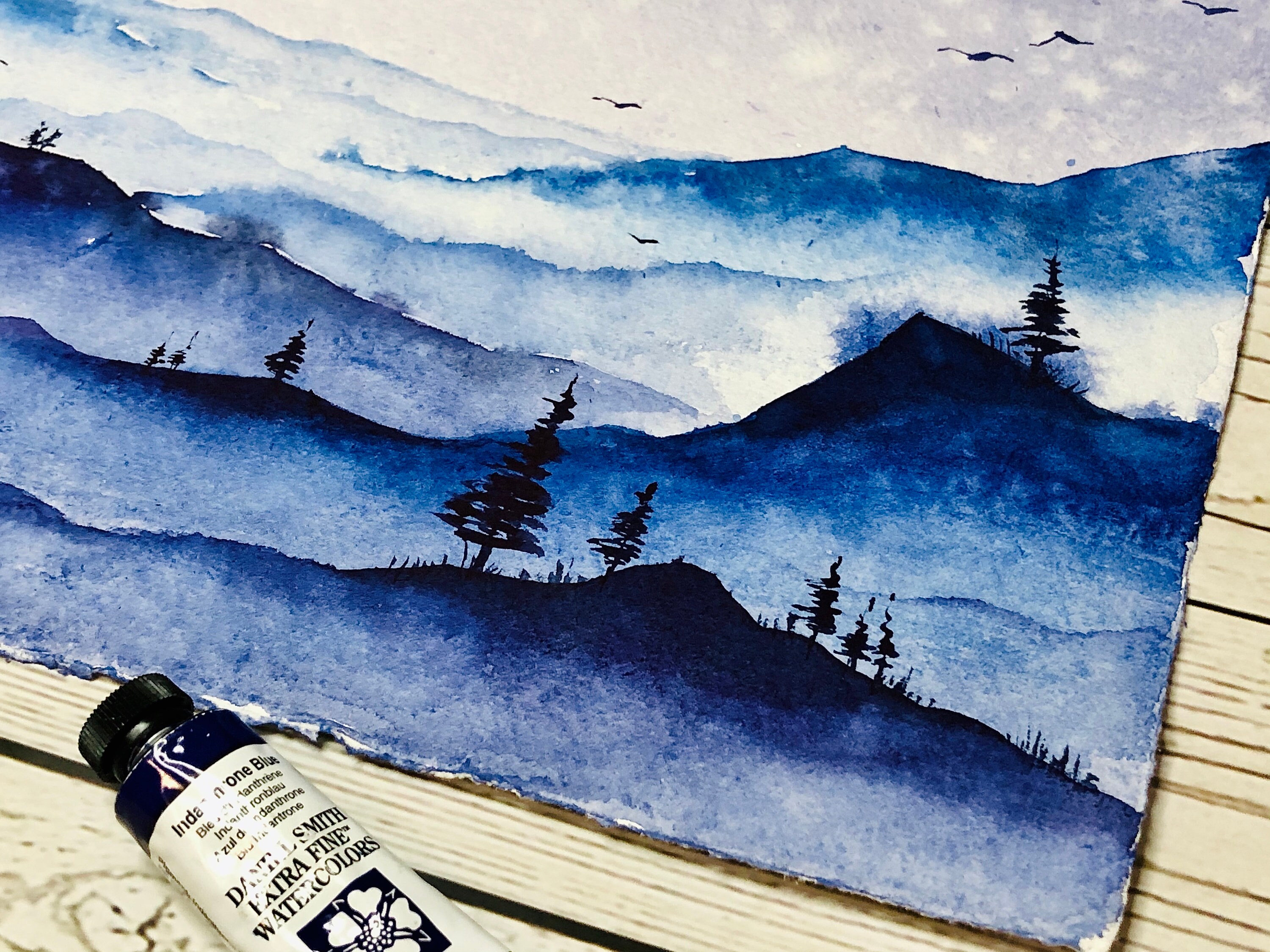 Appalachian mountain painting / Original water color / Over Etsy