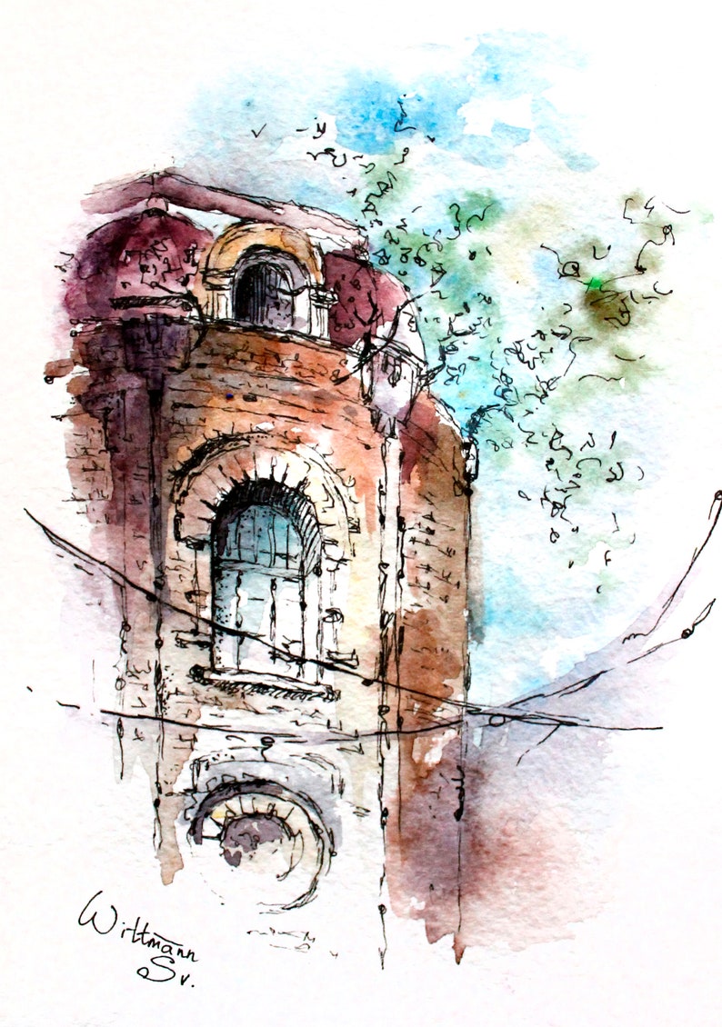 Original Watercolor Painting House Painting Water Color Art Room Decor Aesthetic Watercolor Art & Collectibles Sibawor.id