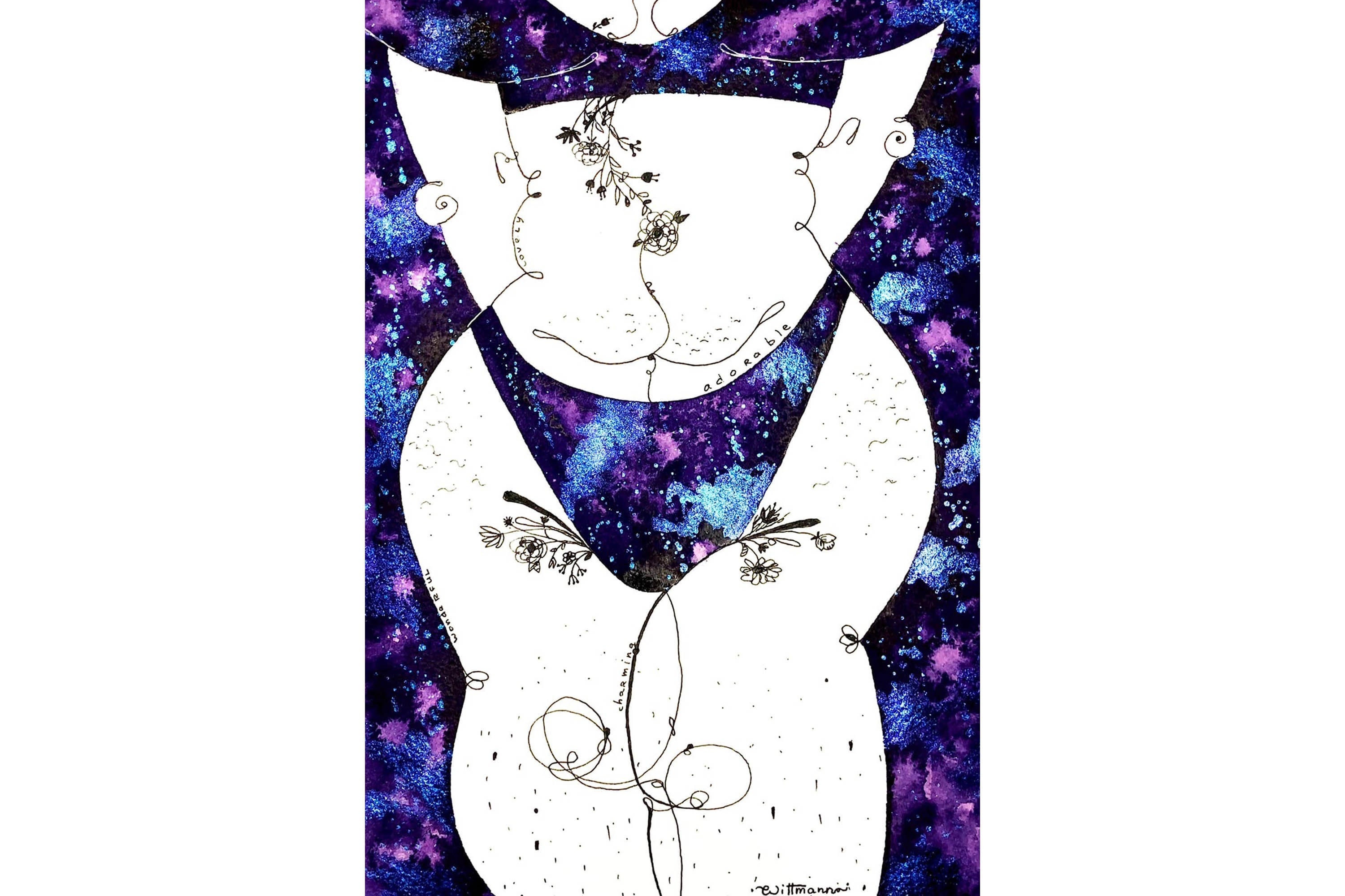 Body Positive Art Original Painting Watercolor Single Line Etsy