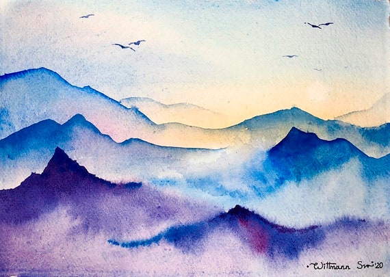 Blue Ridge Mountains Original Watercolor Painting / Abstract | Etsy