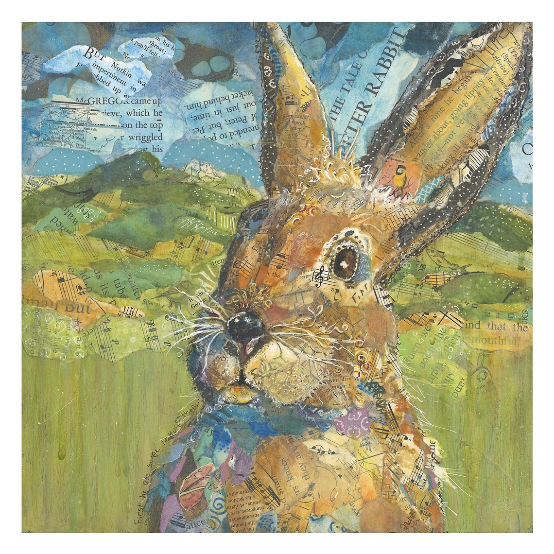 Watercolor Mixed Media Rabbit Print - Etsy