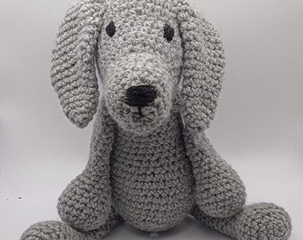 Cloud grey weimaraner personalizable handmade soft crochet toy