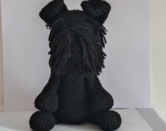 Hugo Black Schnauzer Handmade Amigurumi Soft Crochet Plush Toy