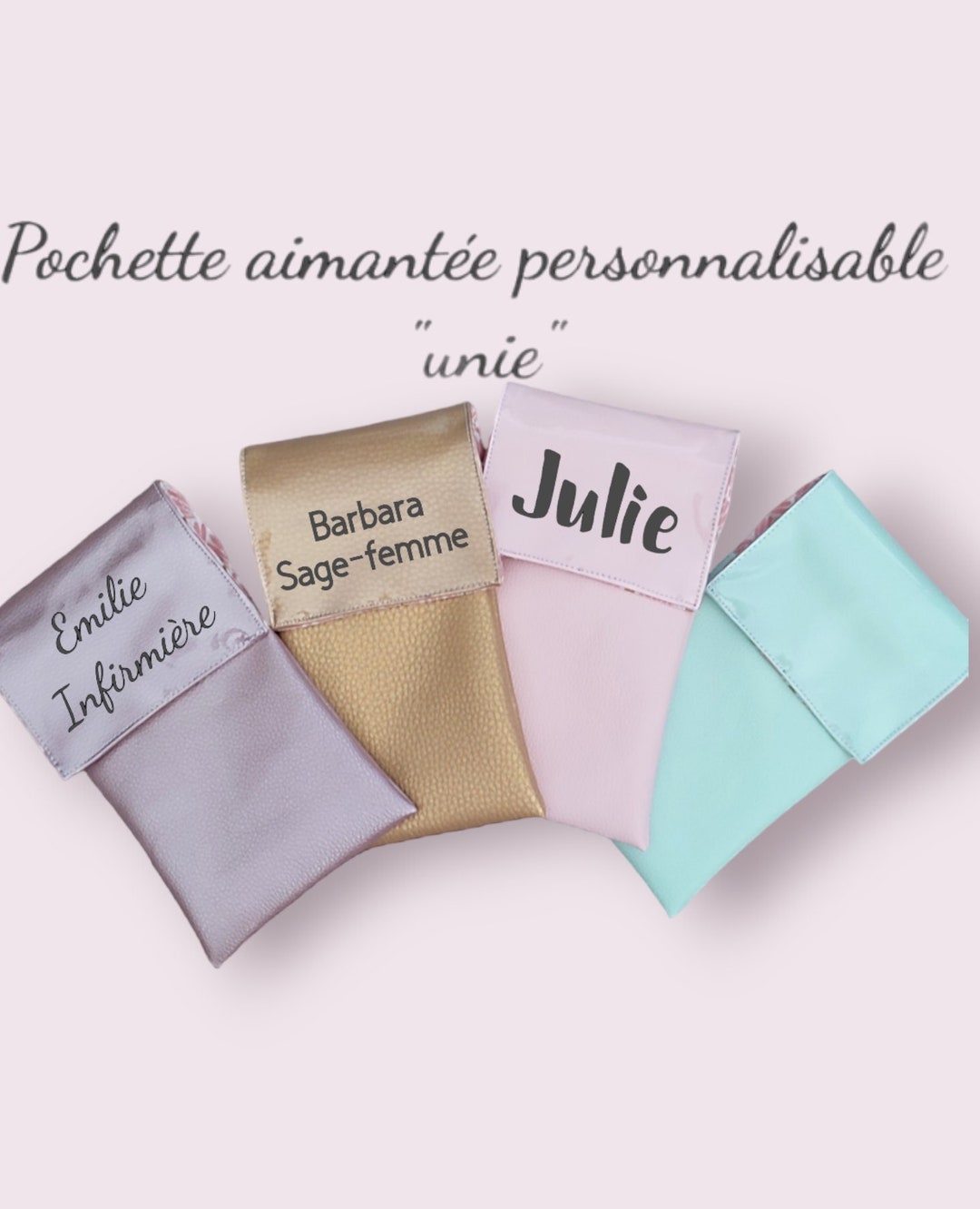 Pochette infirmière aimantée personnalisable unie, cadeau