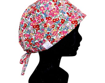 Floral scrub cap/neck warmer/surgery/nurse/healthcare worker/nursing assistant/dentist/midwife/badge holder