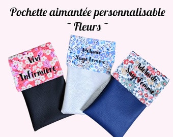 Personalized magnetic nurse pouch for pen, caregiver pouch, flower pouch, hospital accessory