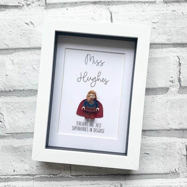 Personalised Teacher Superhero Frame | End Of School Term Christmas Leaving Birthday | Desk Art Classroom Wall | Gift For Him, Gift For Her