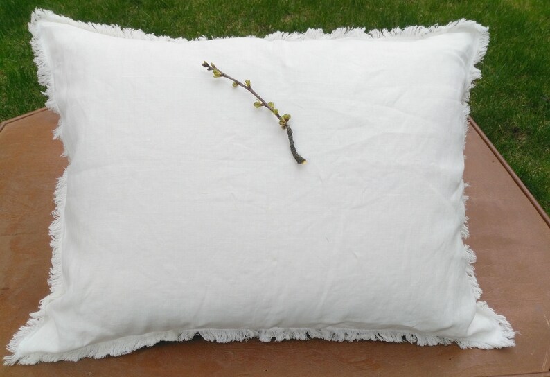 Soft Linen Pillow Case with Fringe. Organic Washed 100 Linen Etsy