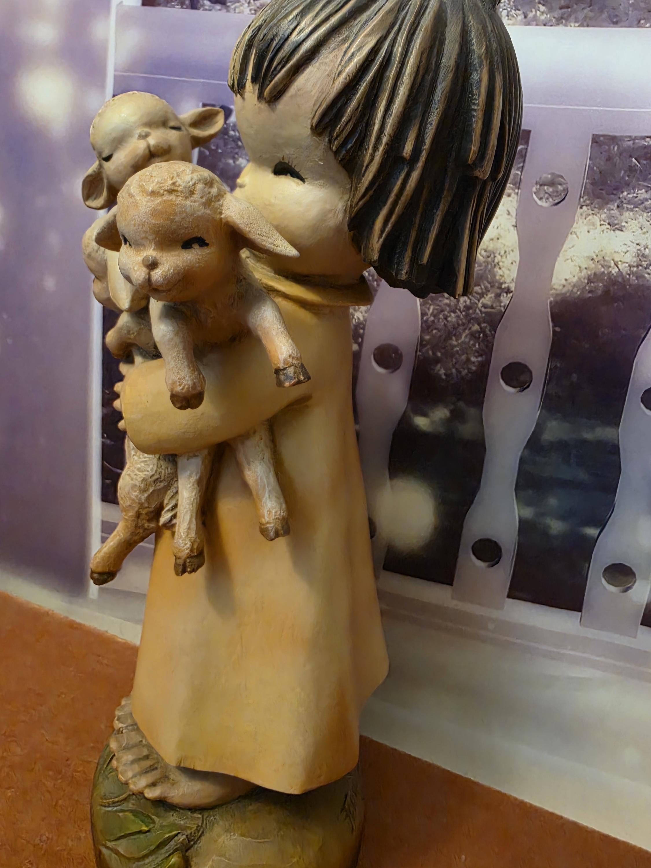 Anri Ferrandiz Woodcarved Girl Hugging 3 Lambs - Etsy