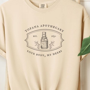 Tofana Apotheker &#39;Your Body, My Herbs&#39; T-Shirt, Aqua Tofana, Vintage Style Shirt, Giulia Tofana, Unisex T-Shirt