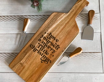 Personalized Charcuterie Board With Utensils, Christmas Gift, Custom Dessert Board, Decorative Charcuterie Board, Cheese Board, Engraved