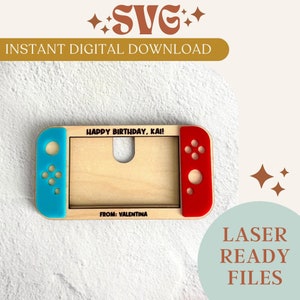 SVG Digital Download Nintendo Geschenkkartenhalter, Glowforge bereit digitale Datei, Laser bereit digitale SVG-Datei, sofortiger Download, Laser gravieren