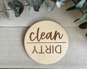 Laser Engraved Wood Clean/Dirty Dishwasher Magnet