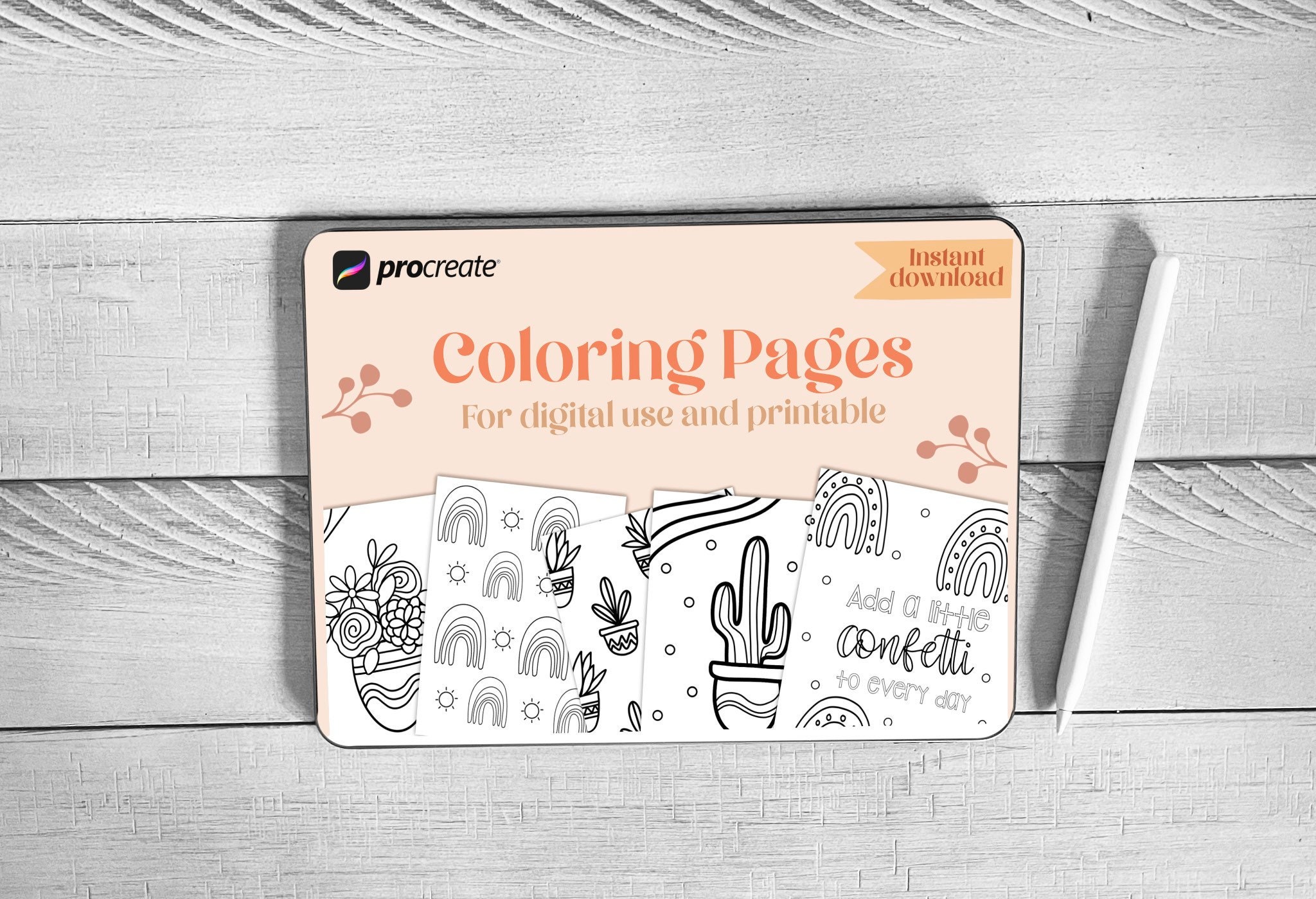 Digital Coloring Book for Procreate and Layer-Based Apps, Printable 8.5x11 Coloring Pages - Image 1