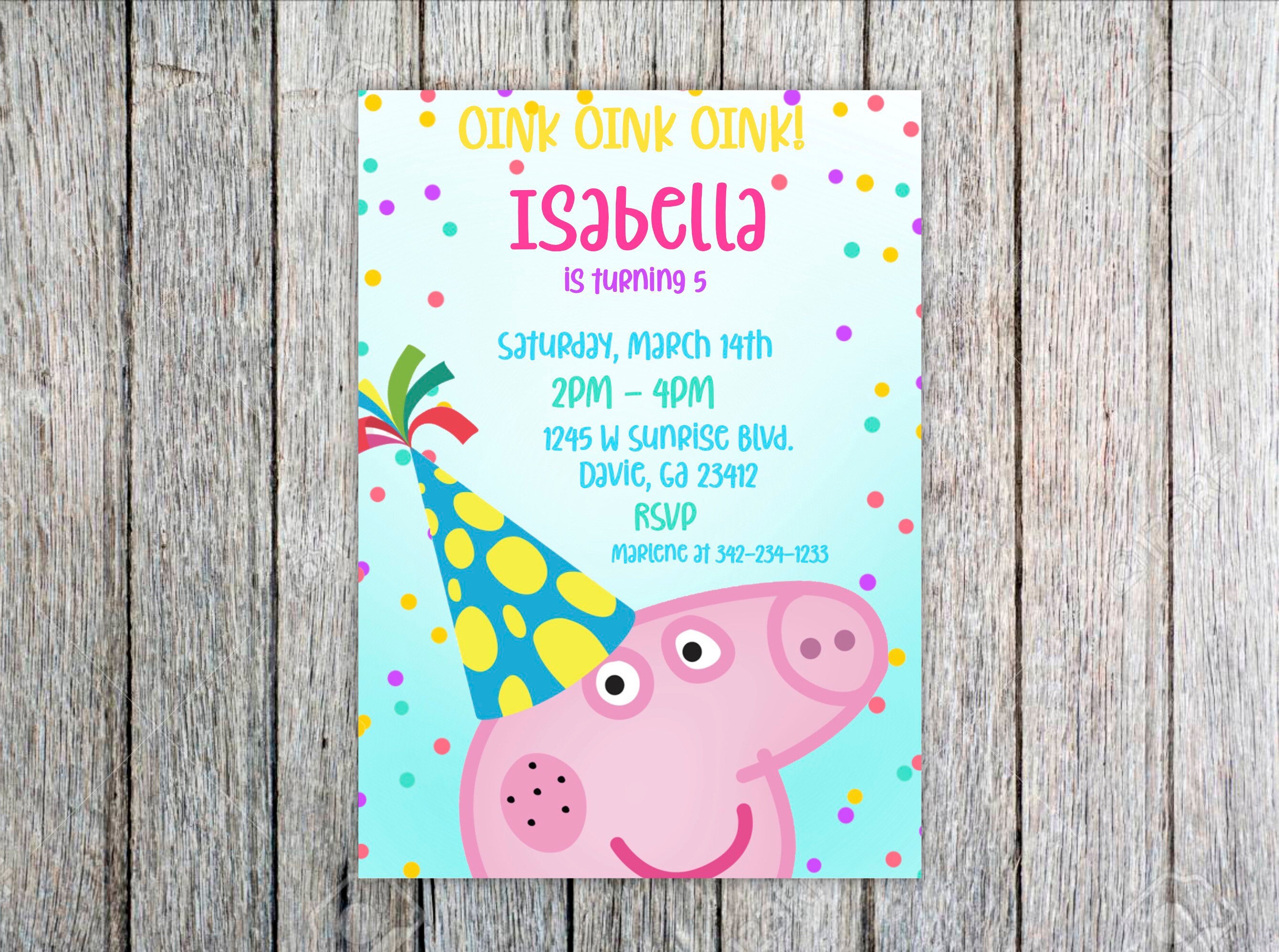 Peppa Pig Birthday Invitation Boy and Girl JPEG PDF Etsy