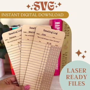 Digitale SVG-download persoonlijke bibliotheekkaart, Glowforge-klaar digitaal bestand, laserklaar digitaal SVG-bestand, direct downloaden, logboekdiagram lezen