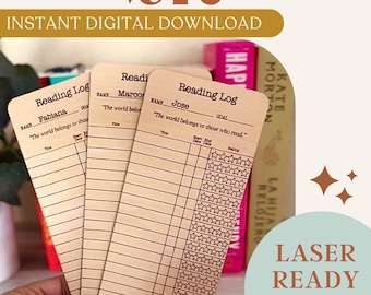 Personal Library Card SVG: Laser Ready Reading Log (Digital Download)
