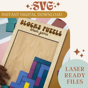 SVG Digital Download Jigsaw Puzzle, Glowforge Ready Digital File, Laser Ready Digital SVG File, Instant Download, Retro Font Puzzle