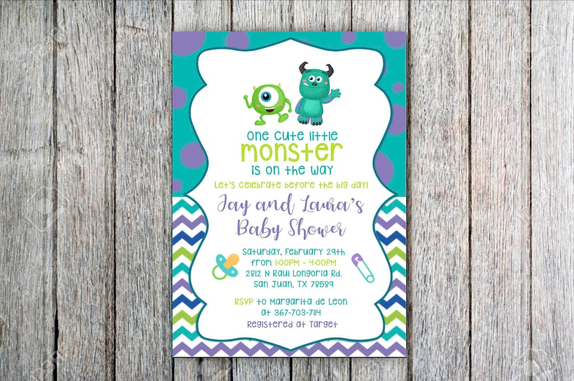 Monsters Inc. Baby Shower Digital Invitation PDF JPEG 5X7 | Etsy