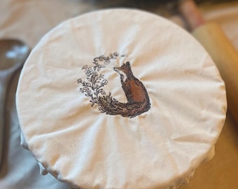 Whimsical Fox Embroidered Bowl Cover