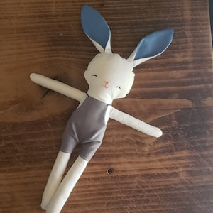 Handmade Boy Bunny Doll - Soft Fabric Easter Bunny - Spring Nursery Decor - Heirloom Stuffed Animal - Girl Bunny Plush Toy - Gift for Kids