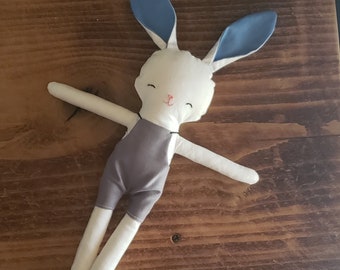 Whimsical Bunny Doll, Cute Textile Boy Bunny, Unique Easter Bunny Bunny, Soft Bunny Toy