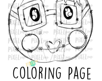 Página para colorear de una calabaza nerd con gafas / Dibujo digital a mano / Arte imprimible / Descarga digital / Obra de arte imprimible / Hoja de trabajo para niños