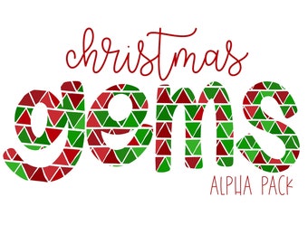 Christmas Gems Hand Drawn Digital Alphabet PNG Letter Set | Alphapack Font | PNG | Art | Sublimation Doodle Letter | Transfer Letters